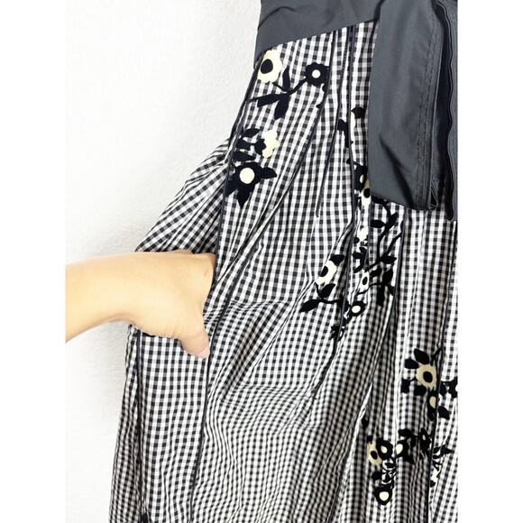Marc Jacobs Black & White Gingham Floral Dress Size 6 Fit & Flare Sleeveless - Picture 9 of 12